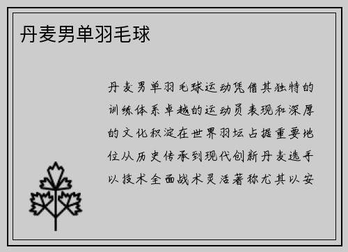丹麦男单羽毛球